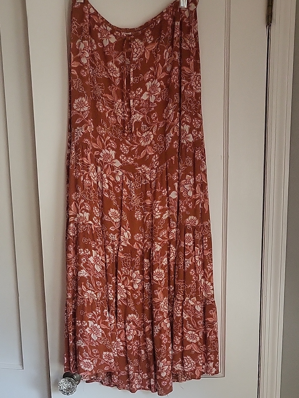 Arizona Jean Company Terracotta Floral Tiered Maxi Skirt - Small